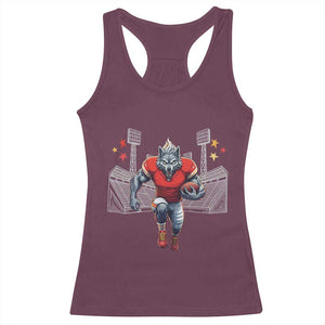 Wolf Football Lover Racerback Tank Top Midwest Game Day Lifestyle TS12 Maroon Print Your Wear