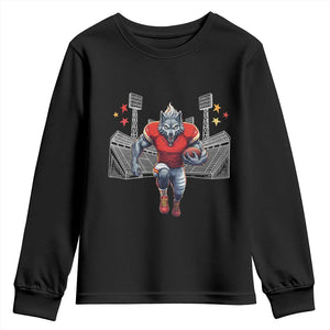 Wolf Football Lover Youth Sweatshirt Midwest Game Day Lifestyle TS12 Black Print Your Wear