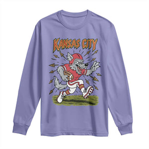 Funny Wolf Football Lover Long Sleeve Shirt Sport Humor Gift TS12 Violet Print Your Wear