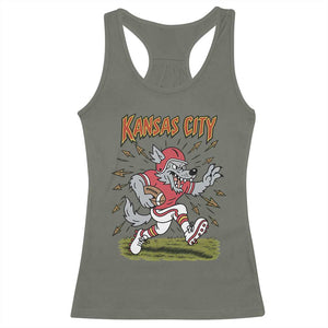 Funny Wolf Football Lover Racerback Tank Top Sport Humor Gift TS12 Military Green Print Your Wear