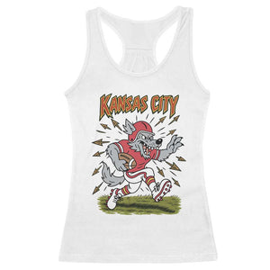 Funny Wolf Football Lover Racerback Tank Top Sport Humor Gift TS12 White Print Your Wear