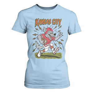 Funny Wolf Football Lover T Shirt For Women Sport Humor Gift TS12 Light Blue Print Your Wear