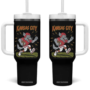 Funny Wolf Football Lover Tumbler With Handle Sport Humor Gift TS12 One Size: 40 oz Black Print Your Wear