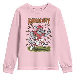 Funny Wolf Football Lover Youth Sweatshirt Sport Humor Gift TS12 Light Pink Print Your Wear