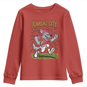 Funny Wolf Football Lover Youth Sweatshirt Sport Humor Gift TS12 Red Print Your Wear