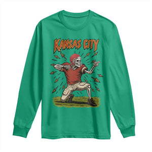 Skeleton Football Lover Long Sleeve Shirt Touchdown Game Day Lifestyle TS12 Irish Green Print Your Wear