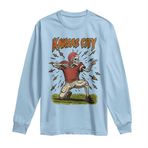 Skeleton Football Lover Long Sleeve Shirt Touchdown Game Day Lifestyle TS12 Light Blue Print Your Wear