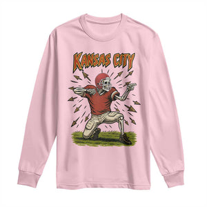 Skeleton Football Lover Long Sleeve Shirt Touchdown Game Day Lifestyle TS12 Light Pink Print Your Wear