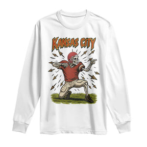 Skeleton Football Lover Long Sleeve Shirt Touchdown Game Day Lifestyle TS12 White Print Your Wear