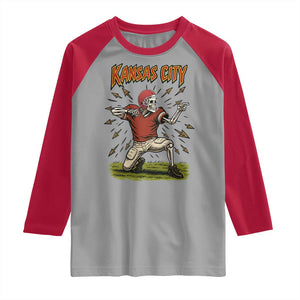 Skeleton Football Lover Raglan Shirt Touchdown Game Day Lifestyle TS12 Sport Gray Red Print Your Wear