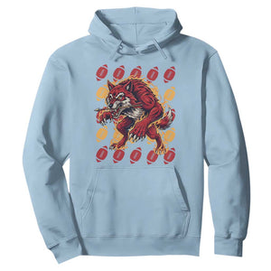 Wolf Football Lover Hoodie Game Day Fan Lifestyle TS12 Light Blue Print Your Wear