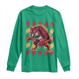 Wolf Football Lover Long Sleeve Shirt Game Day Fan Lifestyle TS12 Irish Green Print Your Wear