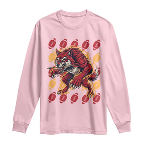 Wolf Football Lover Long Sleeve Shirt Game Day Fan Lifestyle TS12 Light Pink Print Your Wear