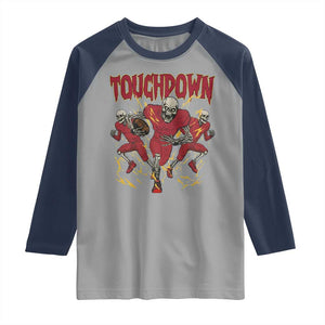 Skeleton Game Day Raglan Shirt Touchdown Football Fan Gift TS12 Sport Gray Navy Print Your Wear