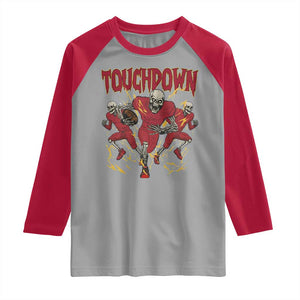 Skeleton Game Day Raglan Shirt Touchdown Football Fan Gift TS12 Sport Gray Red Print Your Wear