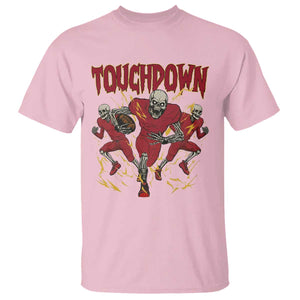 Skeleton Game Day T Shirt Touchdown Football Fan Gift TS12 Light Pink Print Your Wear