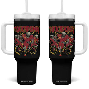 Skeleton Game Day Tumbler With Handle Touchdown Football Fan Gift TS12 One Size: 40 oz Black Print Your Wear