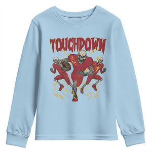 Skeleton Game Day Youth Sweatshirt Touchdown Football Fan Gift TS12 Light Blue Print Your Wear