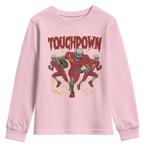 Skeleton Game Day Youth Sweatshirt Touchdown Football Fan Gift TS12 Light Pink Print Your Wear