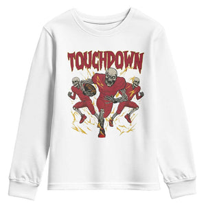 Skeleton Game Day Youth Sweatshirt Touchdown Football Fan Gift TS12 White Print Your Wear