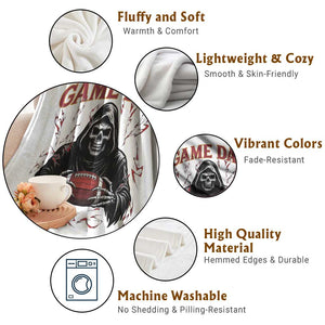 Funny Grim Reaper Dark Football Throw Blanket Game Day Fan Lifestyle TS12 Print Your Wear