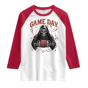 Funny Grim Reaper Dark Football Raglan Shirt Game Day Fan Lifestyle TS12 White Red Print Your Wear