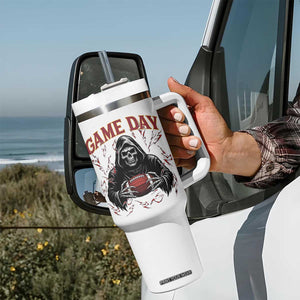 Funny Grim Reaper Dark Football Tumbler With Handle Game Day Fan Lifestyle TS12 Print Your Wear