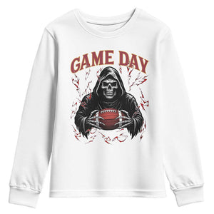 Funny Grim Reaper Dark Football Youth Sweatshirt Game Day Fan Lifestyle TS12 White Print Your Wear