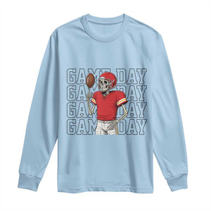 Funny Skeleton Dark Football Long Sleeve Shirt Sport Humor Gift TS12 Light Blue Print Your Wear