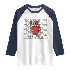 Funny Skeleton Dark Football Raglan Shirt Sport Humor Gift TS12 White Navy Print Your Wear