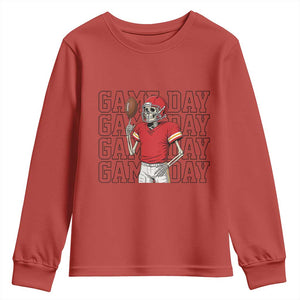 Funny Skeleton Dark Football Youth Sweatshirt Sport Humor Gift TS12 Red Print Your Wear