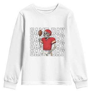 Funny Skeleton Dark Football Youth Sweatshirt Sport Humor Gift TS12 White Print Your Wear