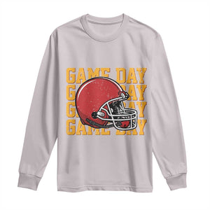 Funny Football Helmet Long Sleeve Shirt Game Day Sport Lover Gift TS12 Ice Gray Print Your Wear