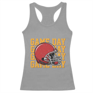 Funny Football Helmet Racerback Tank Top Game Day Sport Lover Gift TS12 Sport Gray Print Your Wear