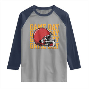 Funny Football Helmet Raglan Shirt Game Day Sport Lover Gift TS12 Sport Gray Navy Print Your Wear