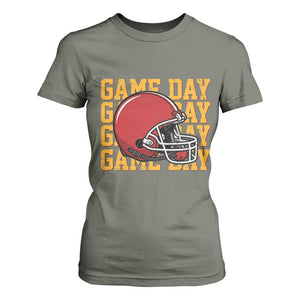 Funny Football Helmet T Shirt For Women Game Day Sport Lover Gift TS12 Military Green Print Your Wear