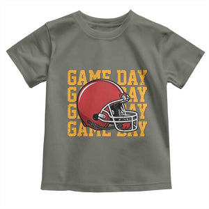 Funny Football Helmet Toddler T Shirt Game Day Sport Lover Gift TS12 Military Green Print Your Wear