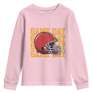 Funny Football Helmet Youth Sweatshirt Game Day Sport Lover Gift TS12 Light Pink Print Your Wear