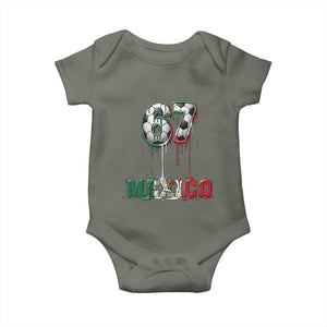 Funny Mexico Soccer 67 Meme Baby Onesie Chicano Soccer Lovers TS12 Military Green Print Your Wear