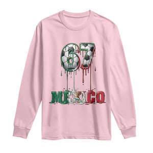 Funny Mexico Soccer 67 Meme Long Sleeve Shirt Chicano Soccer Lovers TS12 Light Pink Print Your Wear