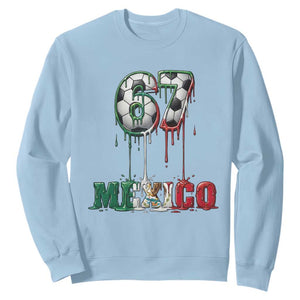 Funny Mexico Soccer 67 Meme Sweatshirt Chicano Soccer Lovers TS12 Light Blue Print Your Wear