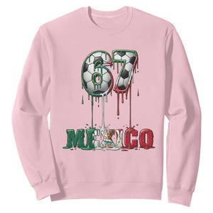 Funny Mexico Soccer 67 Meme Sweatshirt Chicano Soccer Lovers TS12 Light Pink Print Your Wear