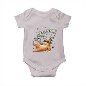 Funny Cat Playing Soccer Baby Onesie Six Seven Meme TS12 Ice Gray Print Your Wear