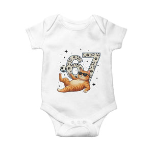 Funny Cat Playing Soccer Baby Onesie Six Seven Meme TS12 White Print Your Wear