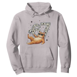 Funny Cat Playing Soccer Hoodie Six Seven Meme TS12 Ice Gray Print Your Wear
