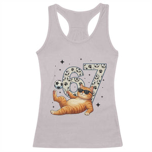 Funny Cat Playing Soccer Racerback Tank Top Six Seven Meme TS12 Ice Gray Print Your Wear
