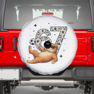Funny Cat Playing Soccer Spare Tire Cover Six Seven Meme TS12 White Print Your Wear