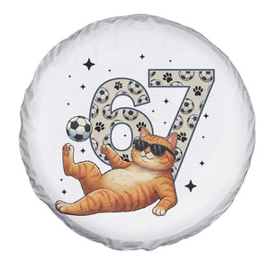 Funny Cat Playing Soccer Spare Tire Cover Six Seven Meme TS12 Print Your Wear