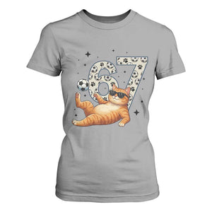 Funny Cat Playing Soccer T Shirt For Women Six Seven Meme TS12 Sport Gray Print Your Wear
