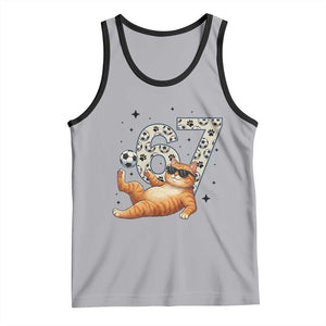 Funny Cat Playing Soccer Tank Top Six Seven Meme TS12 Athletic Heather Black Print Your Wear